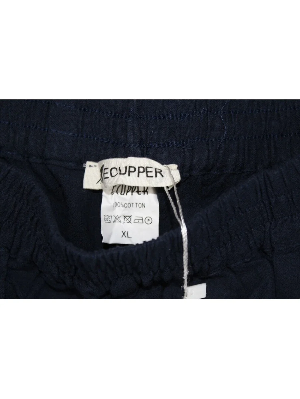 TECUPPER Stylish Blue Cotton Wide-Leg Pants With Pockets XL